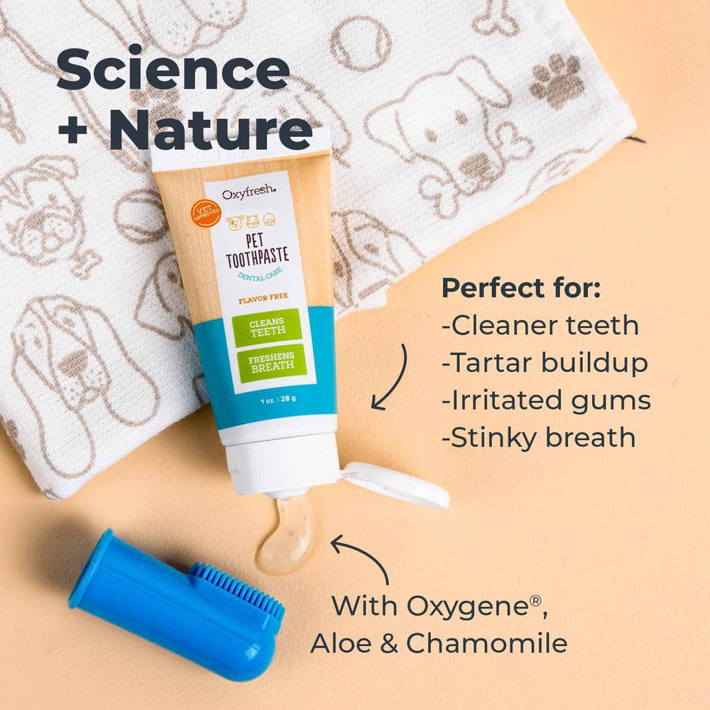 Oxyfresh application au doigt sur gencives, nettoyage simple et sûr