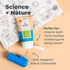Oxyfresh application au doigt sur gencives, nettoyage simple et sûr