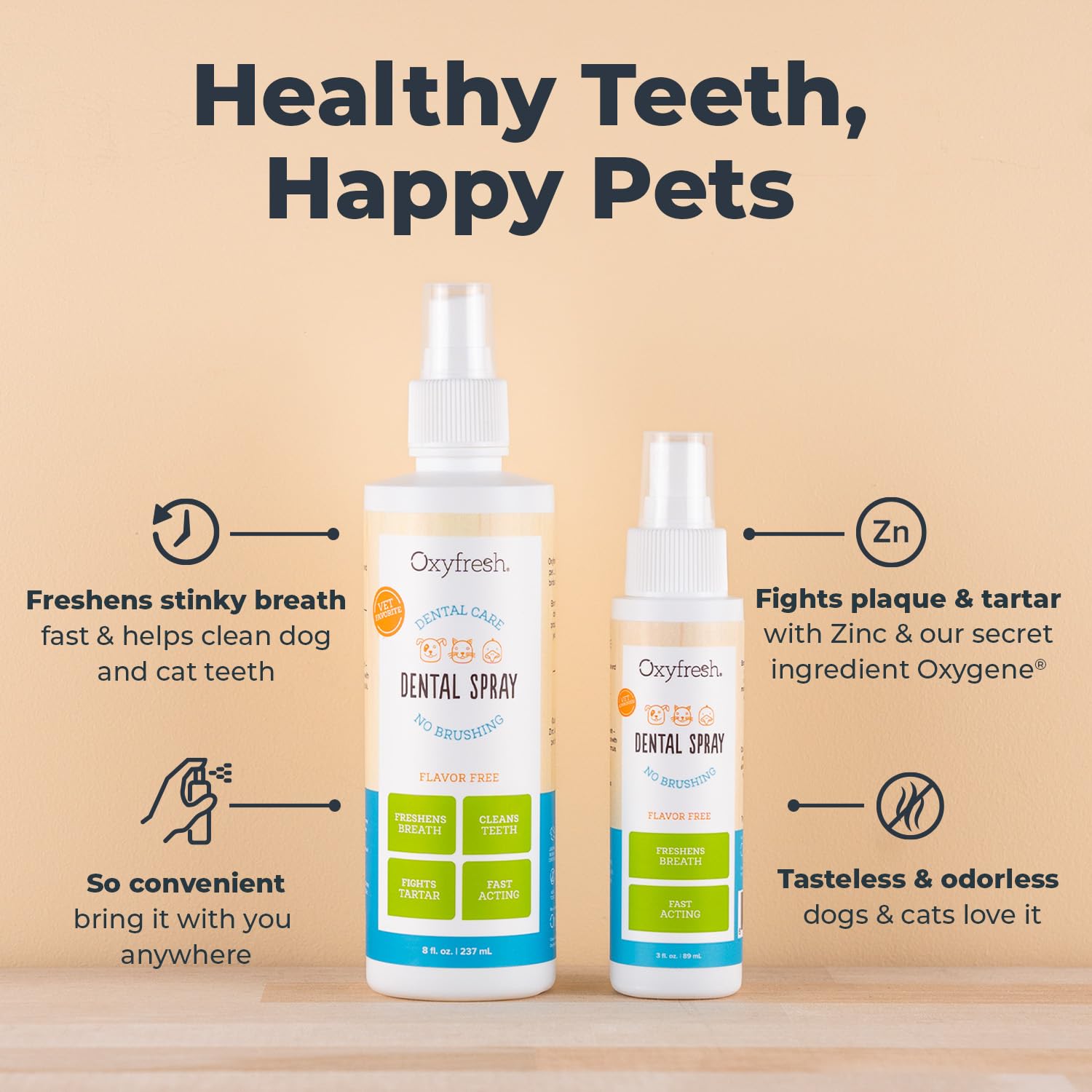 Détail de l’étiquette Oxyfresh illustrant les précautions et ingrédients