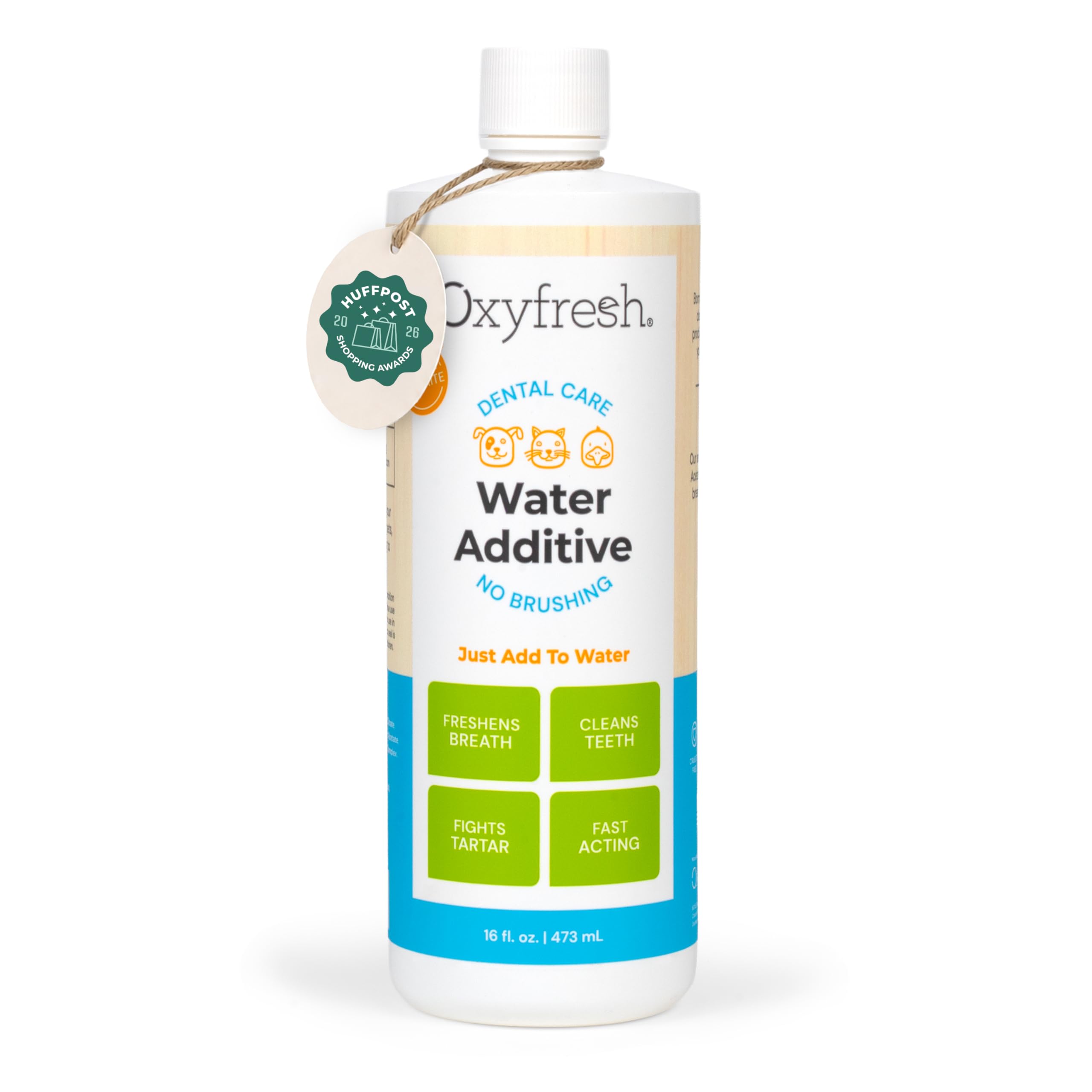 Oxyfresh flacon avant étiquette montrant le produit pour haleine fraîche