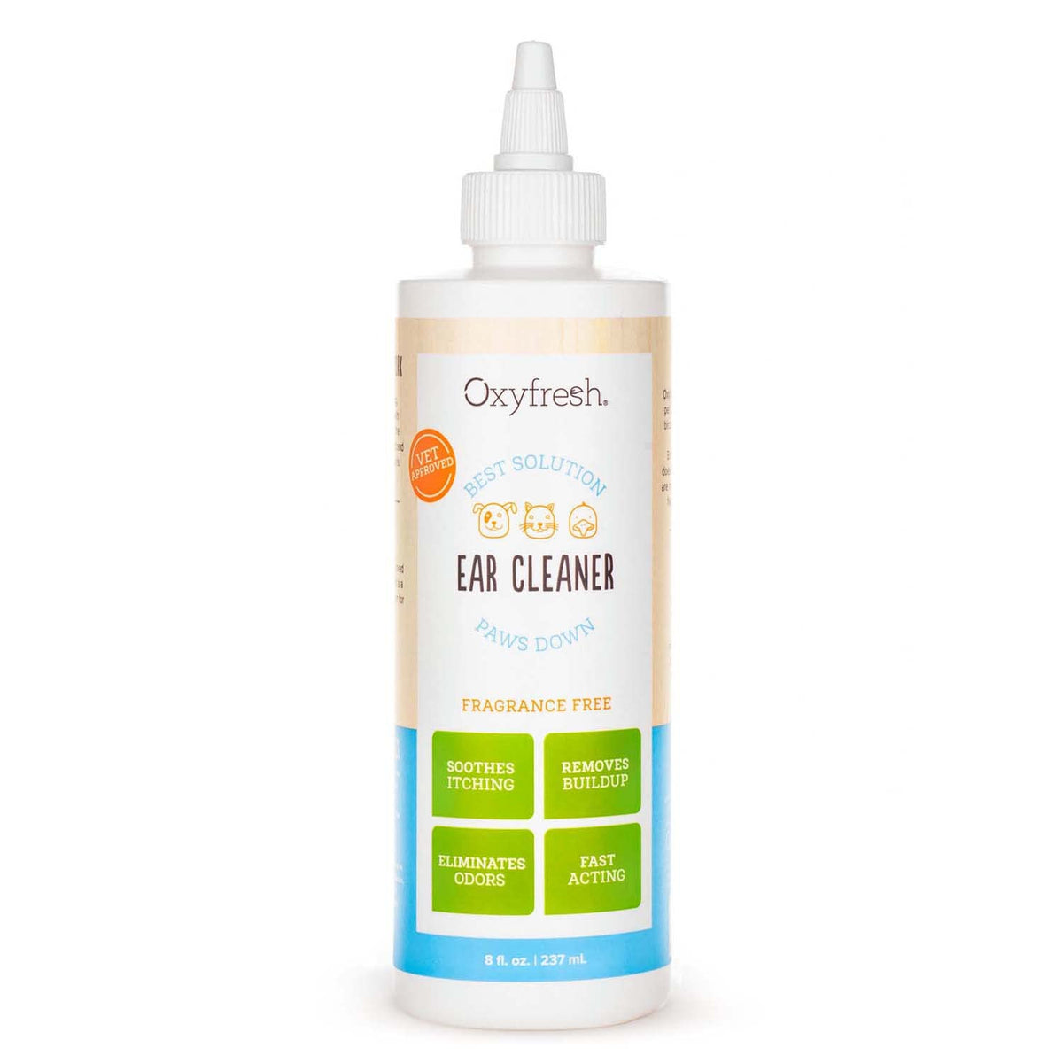 Oxyfresh flacon face avant montrant le produit fiable pour nettoyage auriculaire
