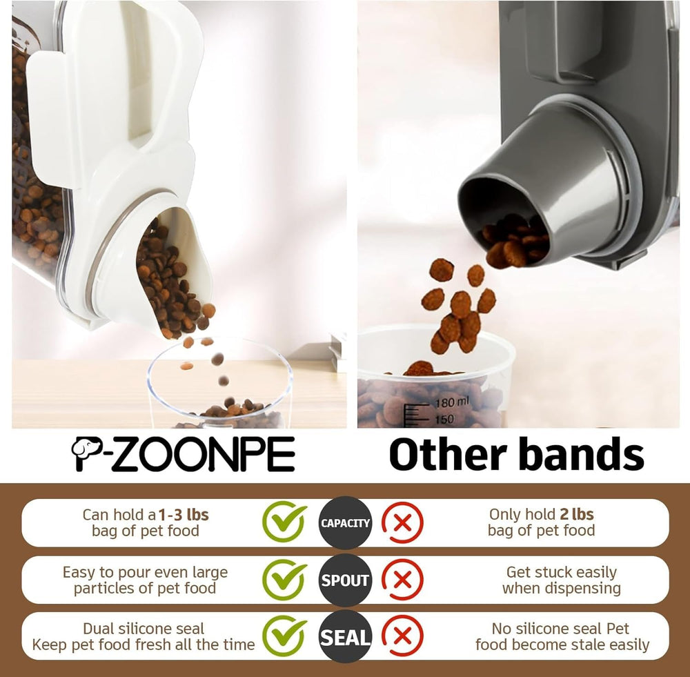 P-ZOONPE tasse-doseuse posée dans l'ouverture pour un dosage précis des portions