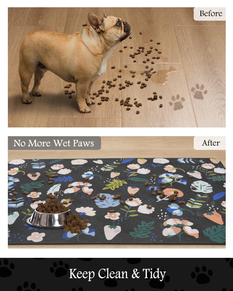PADOOR tapis sous bol d'eau illustre contrôle des éclaboussures