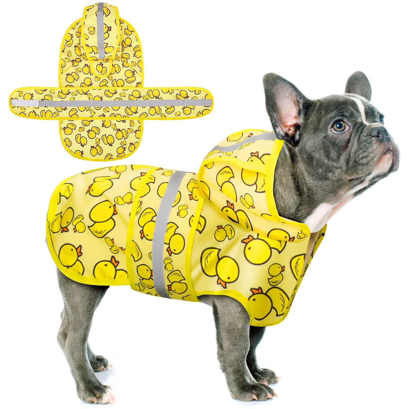 Paiaite poncho face avant jaune montrant couverture et coupe protectrice