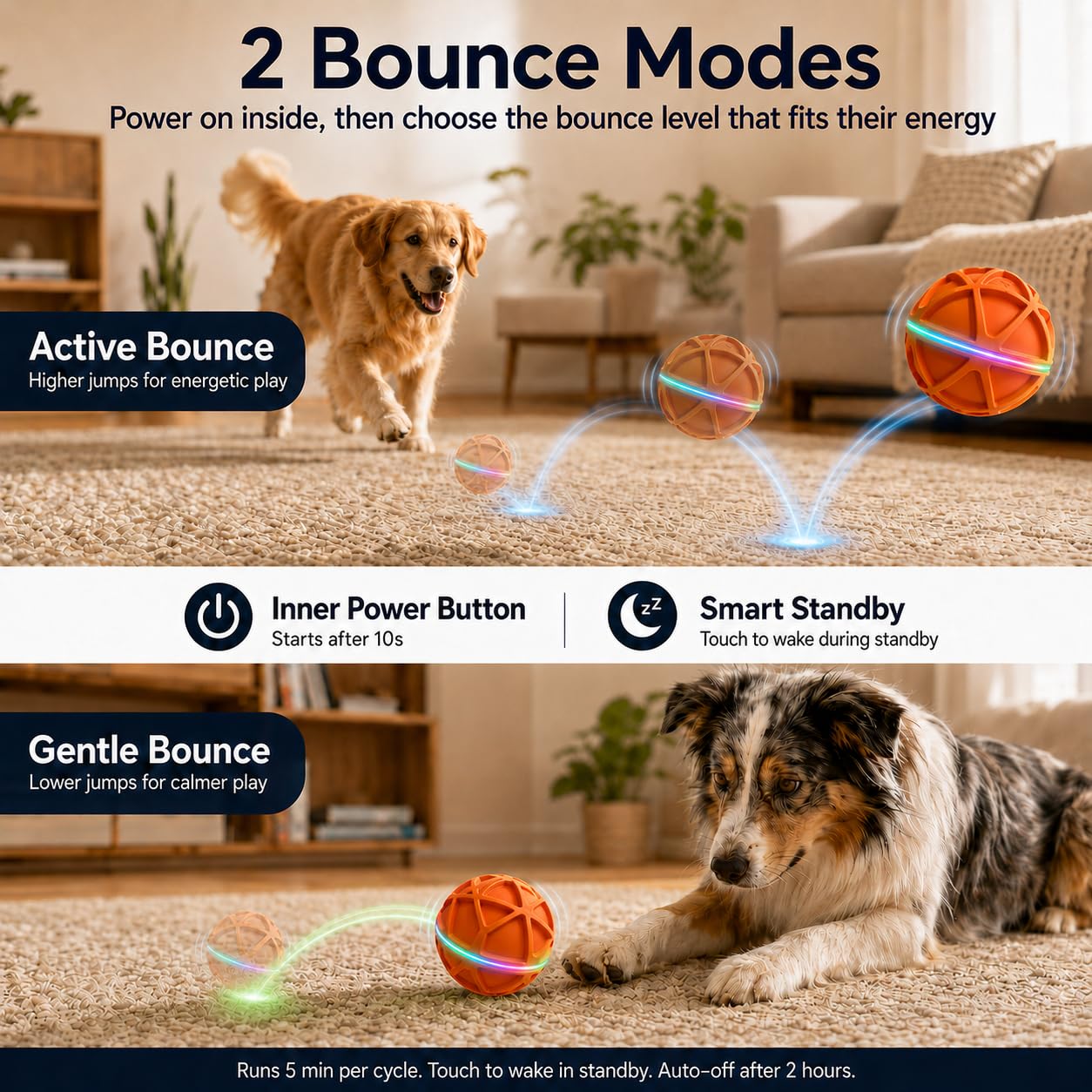 PANRIO lumières RGB actives attirant l'attention du chien pour jouer