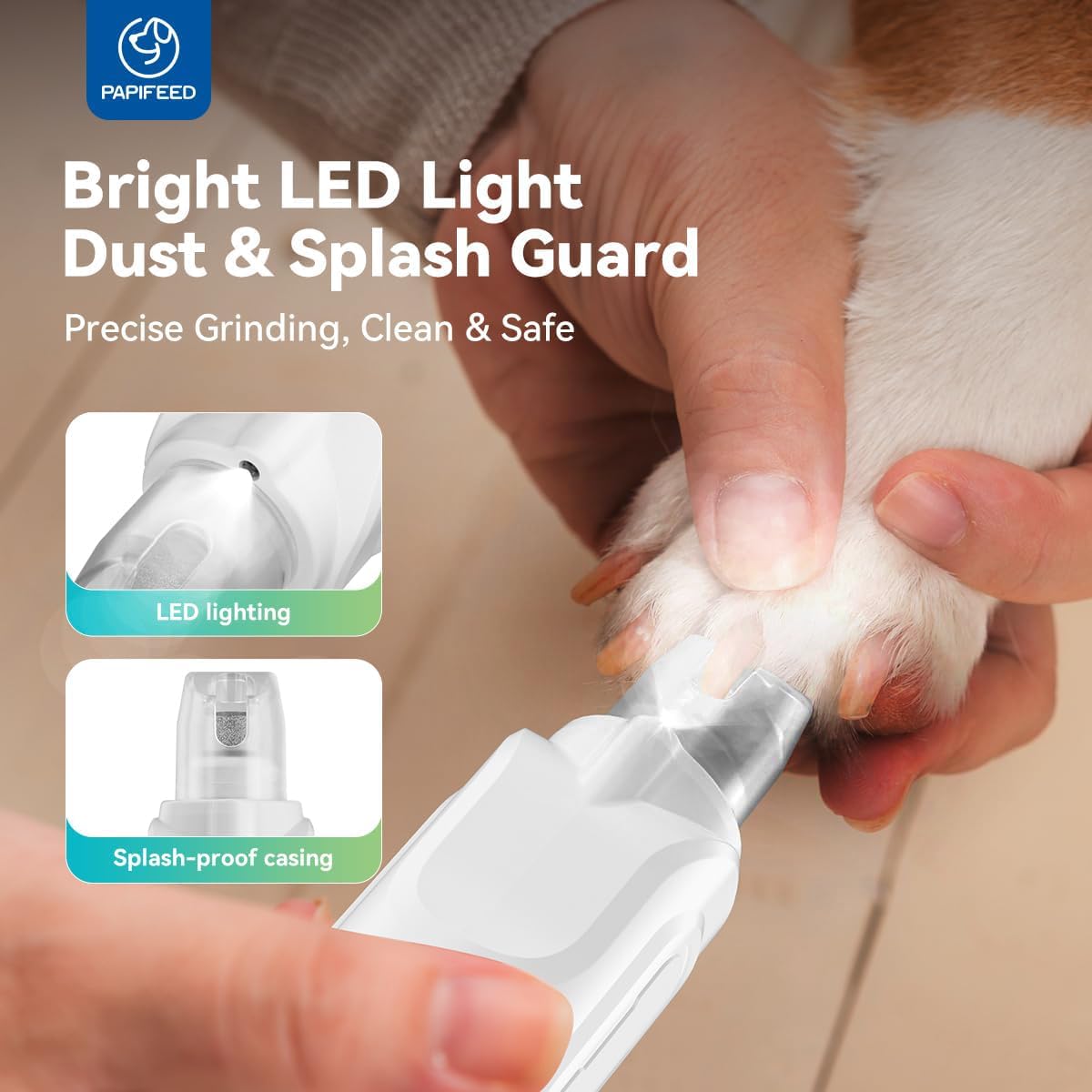 PAPIFEED LED éclairant un ongle pour une coupe plus sûre et meilleure visibilité