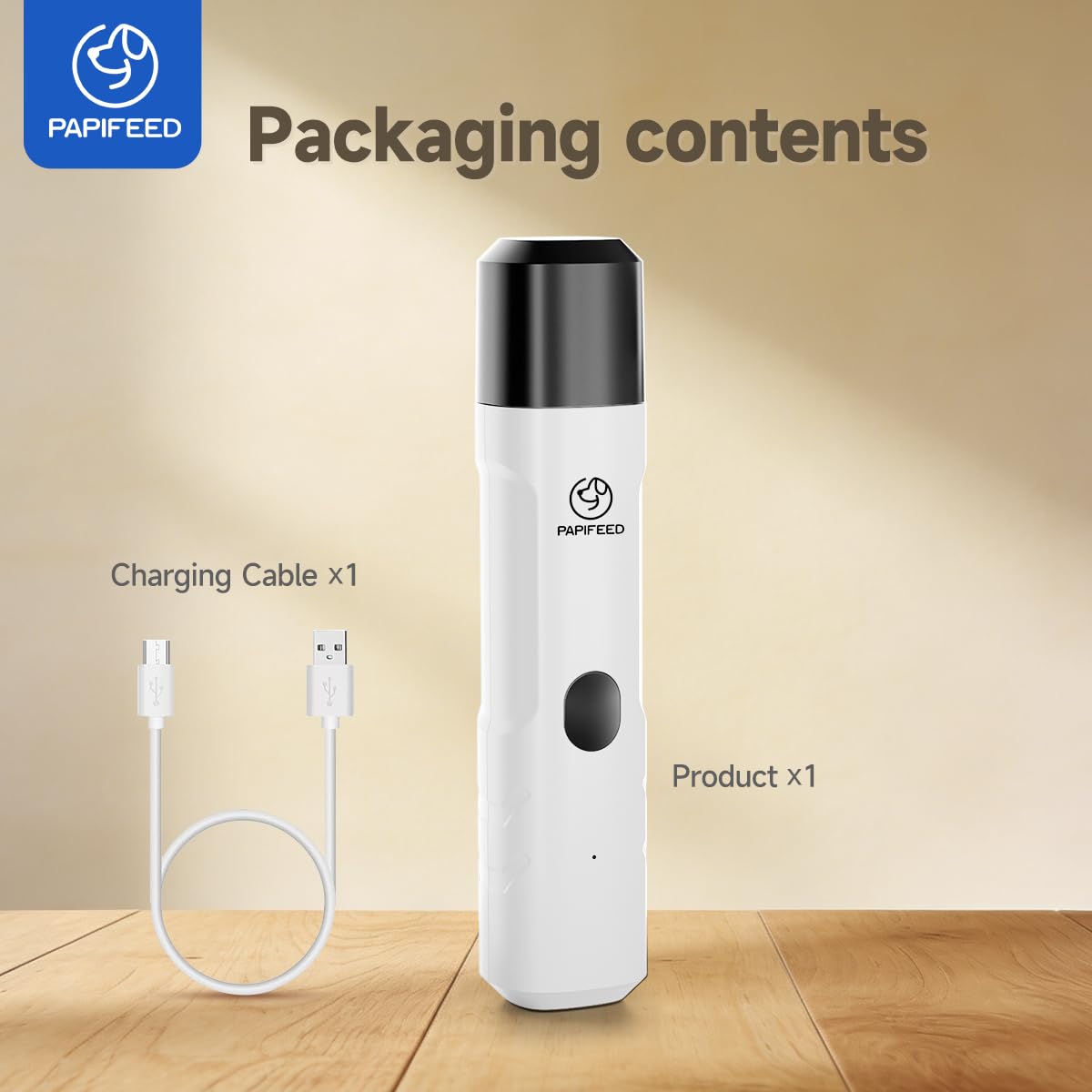 PAPIFEED packaging ouvert avec accessoires, rangement soigné et transportable