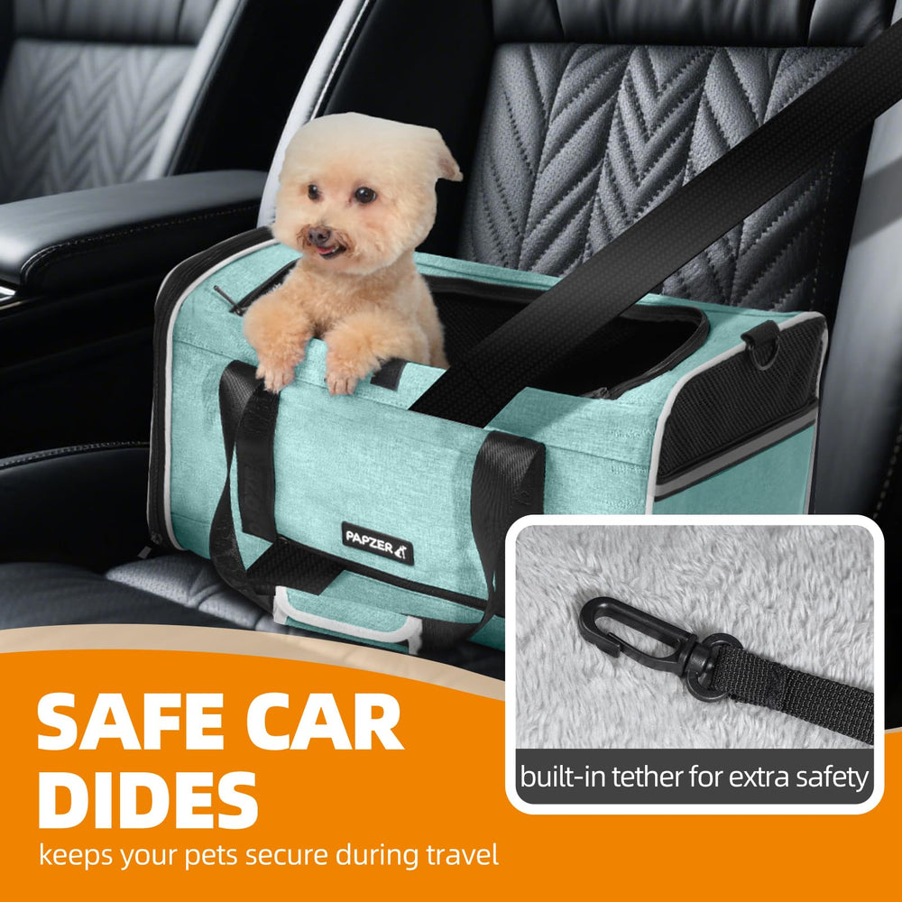 PAPZER fixé en voiture avec ceinture pour transport sécurisé