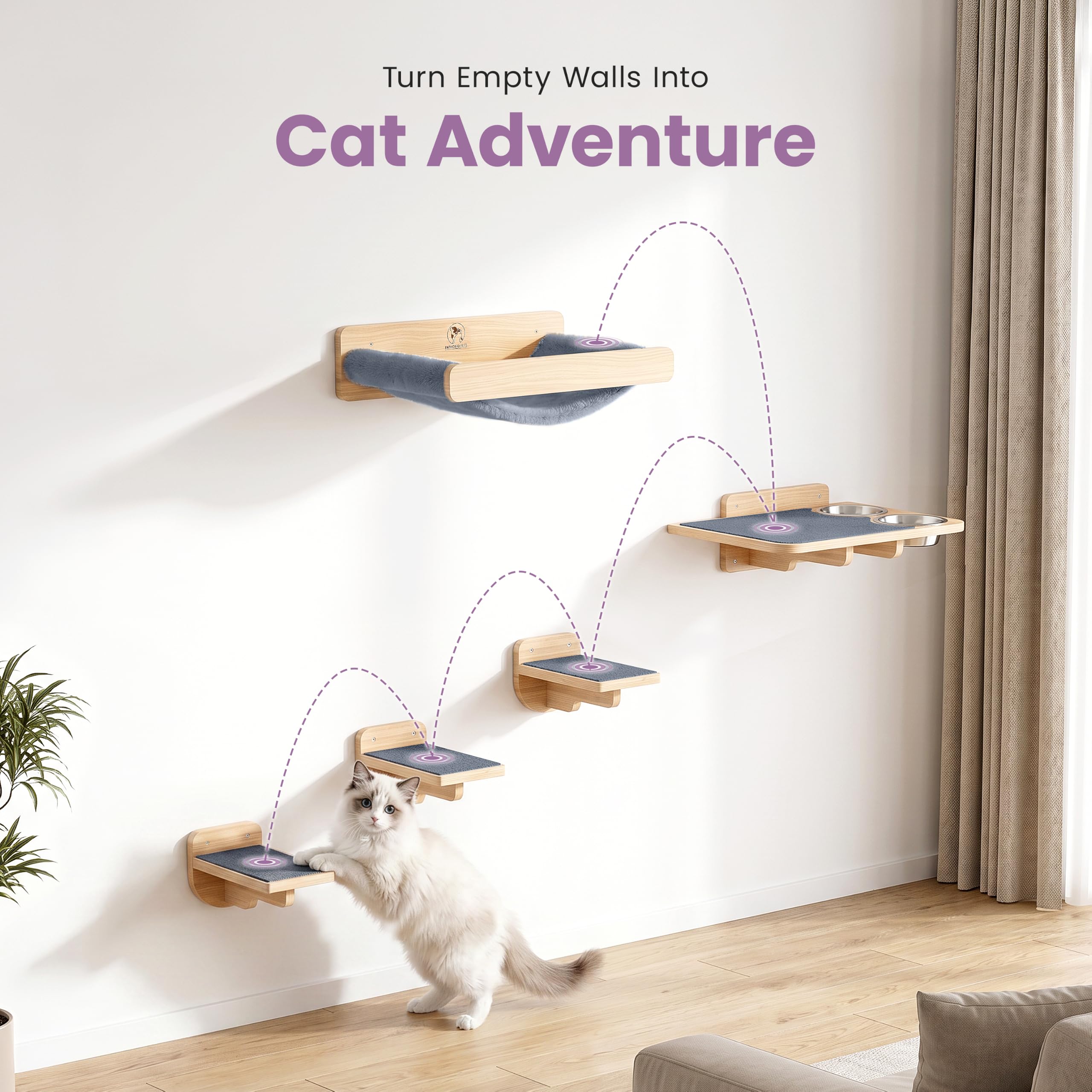 PATHOSIO PETS chat sur étagère, montre échelle et proportion réelle