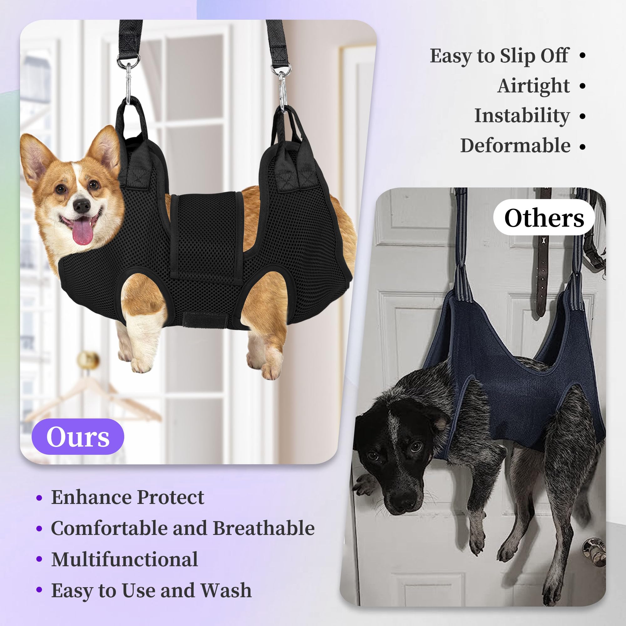 PatiencET hamac ouvert montrant ceinture intégrée, maintien anti-fuite pour chien