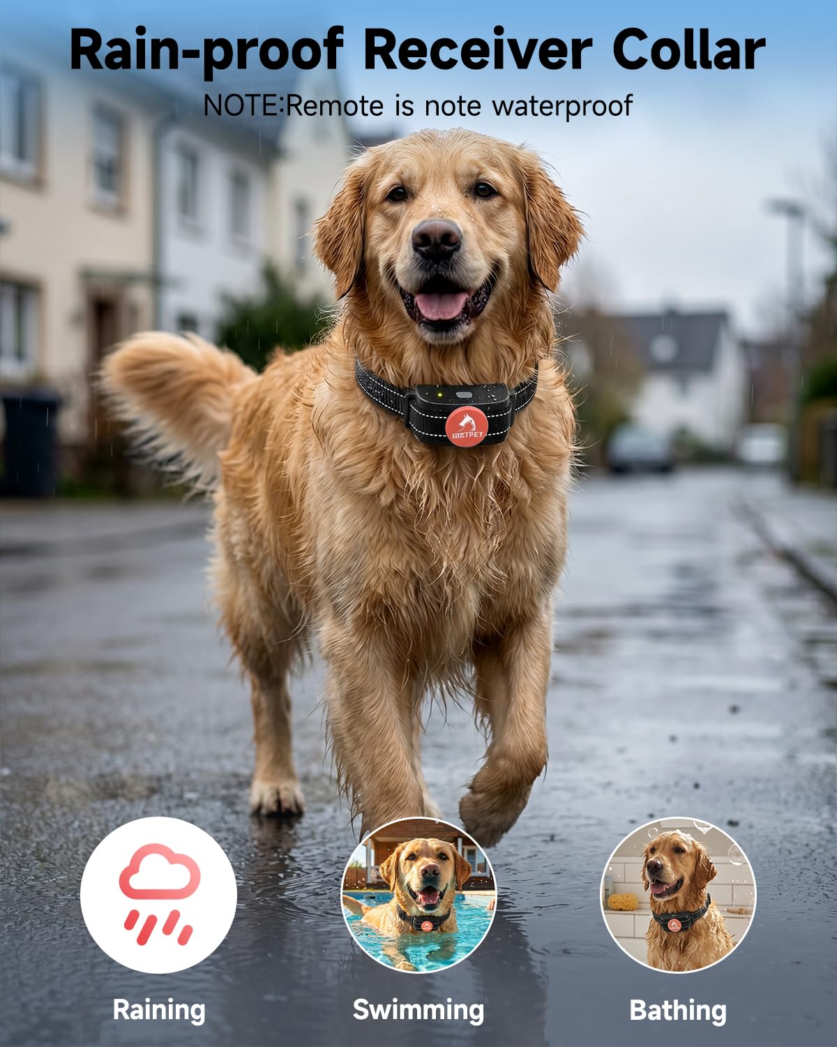 PATPET collier sous la pluie étanchéité IP67 pour entraînement extérieur