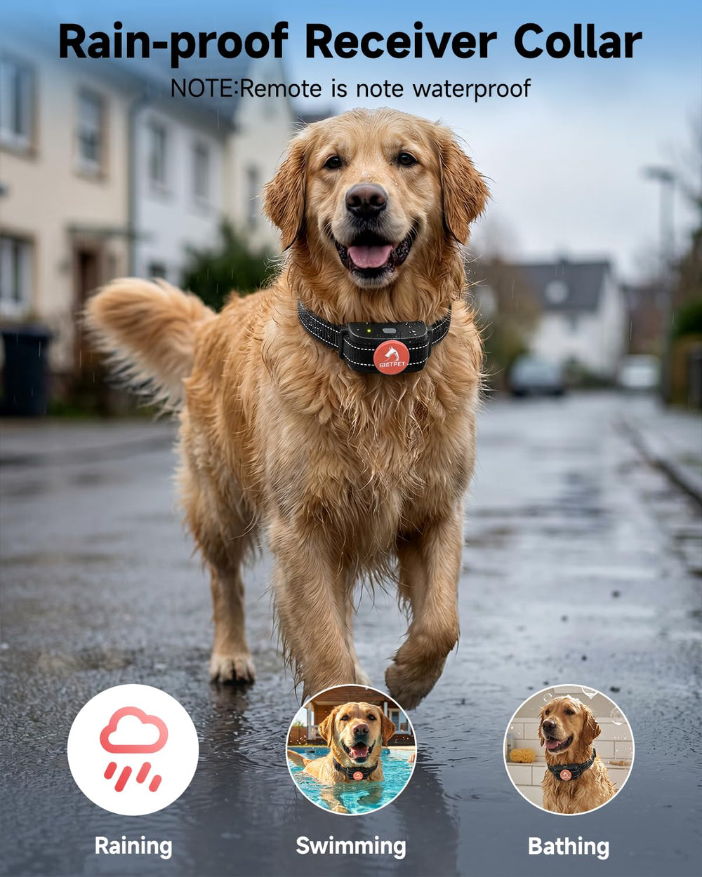 PATPET collier sous la pluie étanchéité IP67 pour entraînement extérieur