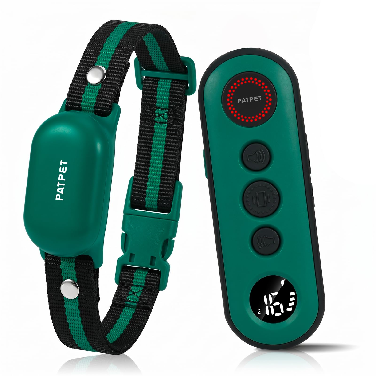 PATPET collier face avant montrant boutons et design utile pour entraînement précis