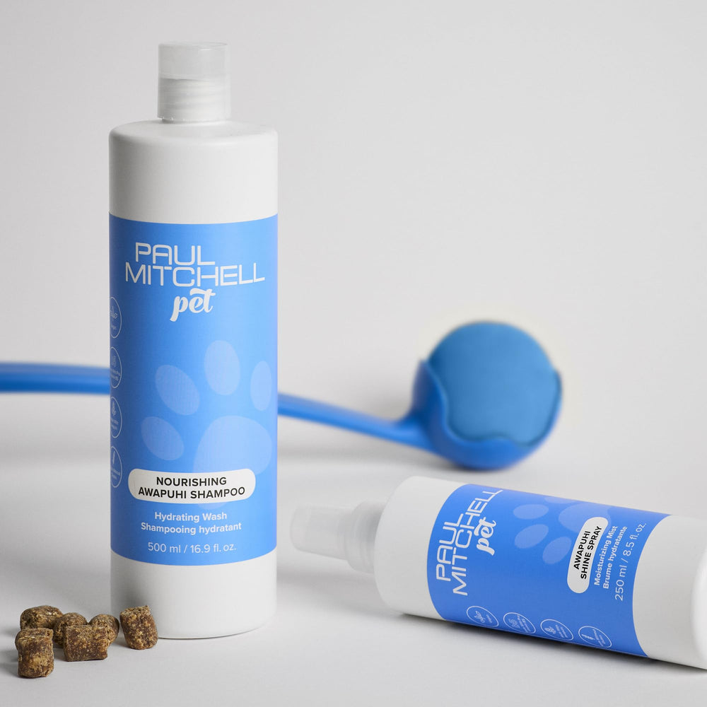Paul Mitchell Pet avant-après montrant gain de brillance et pelage plus sain