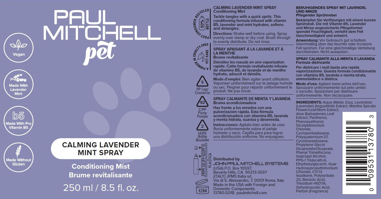Paul Mitchell Pet bouteille sur fond neutre, format 250 ml pratique