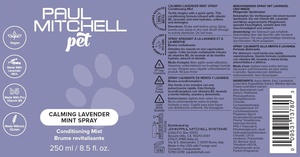 Paul Mitchell Pet bouteille sur fond neutre, format 250 ml pratique