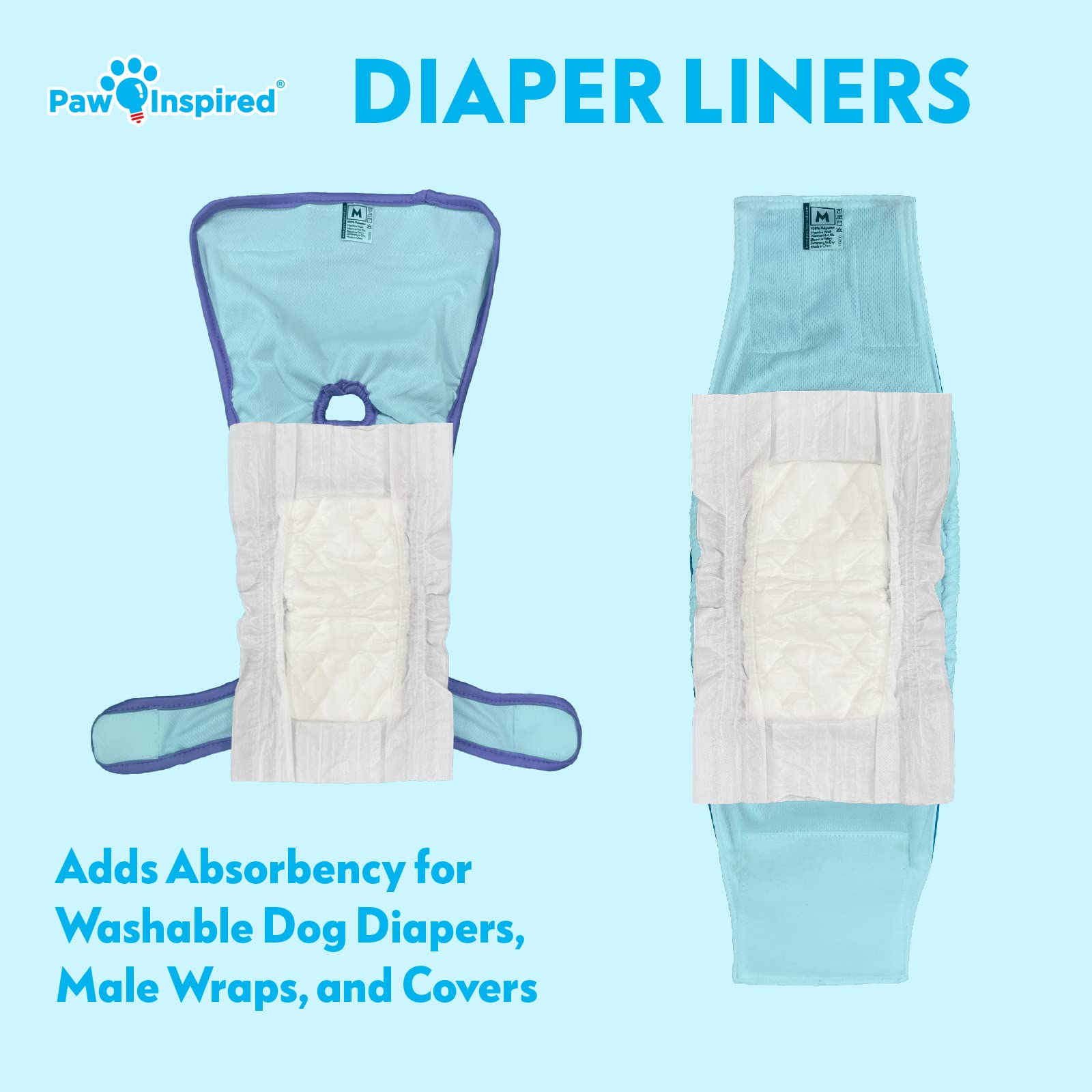 Paw Inspired doublure insérée dans une couche lavable montrant l’ajustement