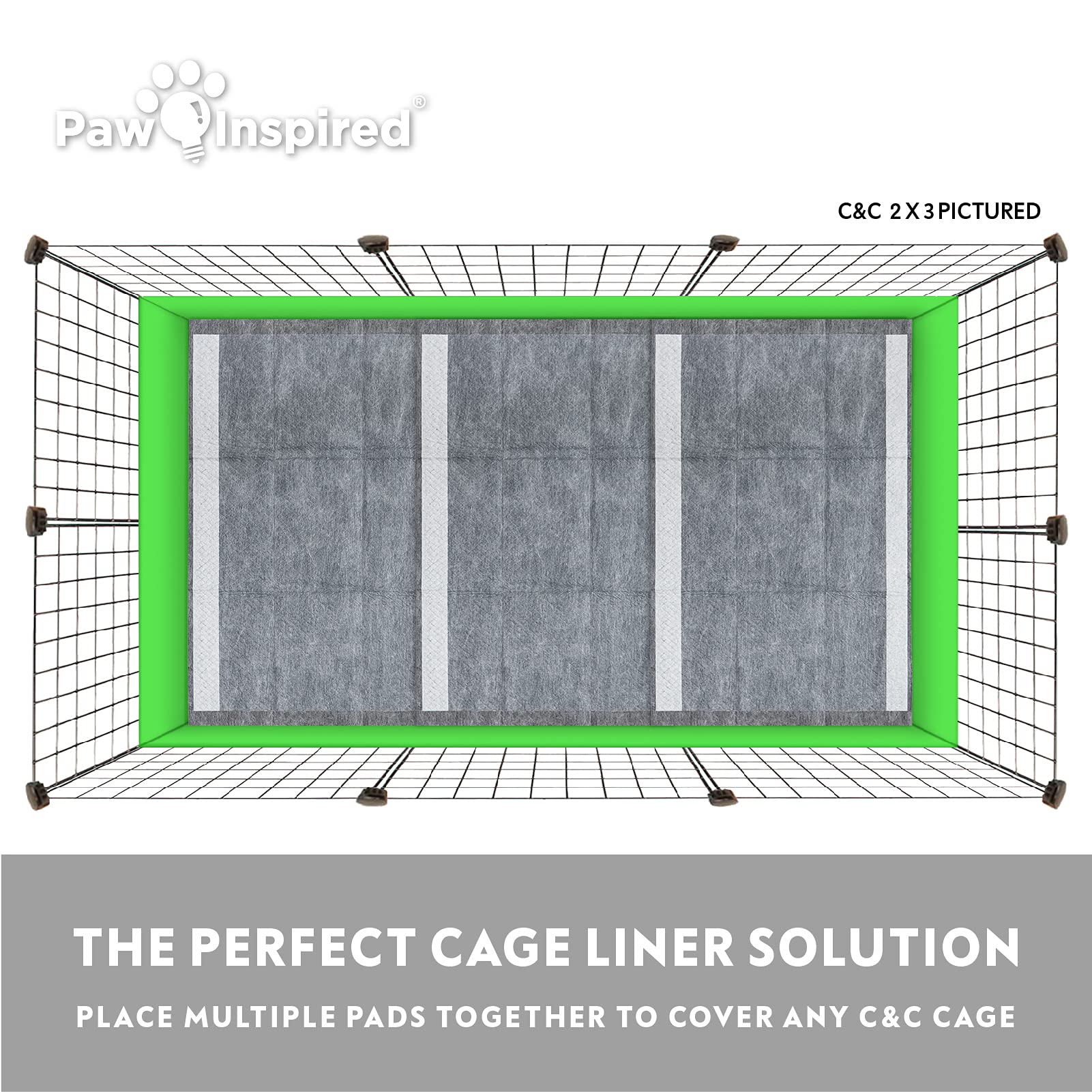 Paw Inspired liner posé dans cage C&C 2x1 pour protection anti-fuite