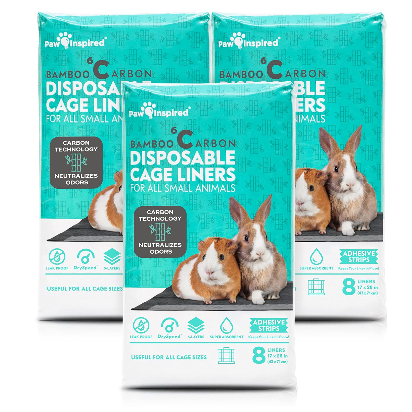 Paw Inspired emballage frontal montrant 24 liners pour installation facile