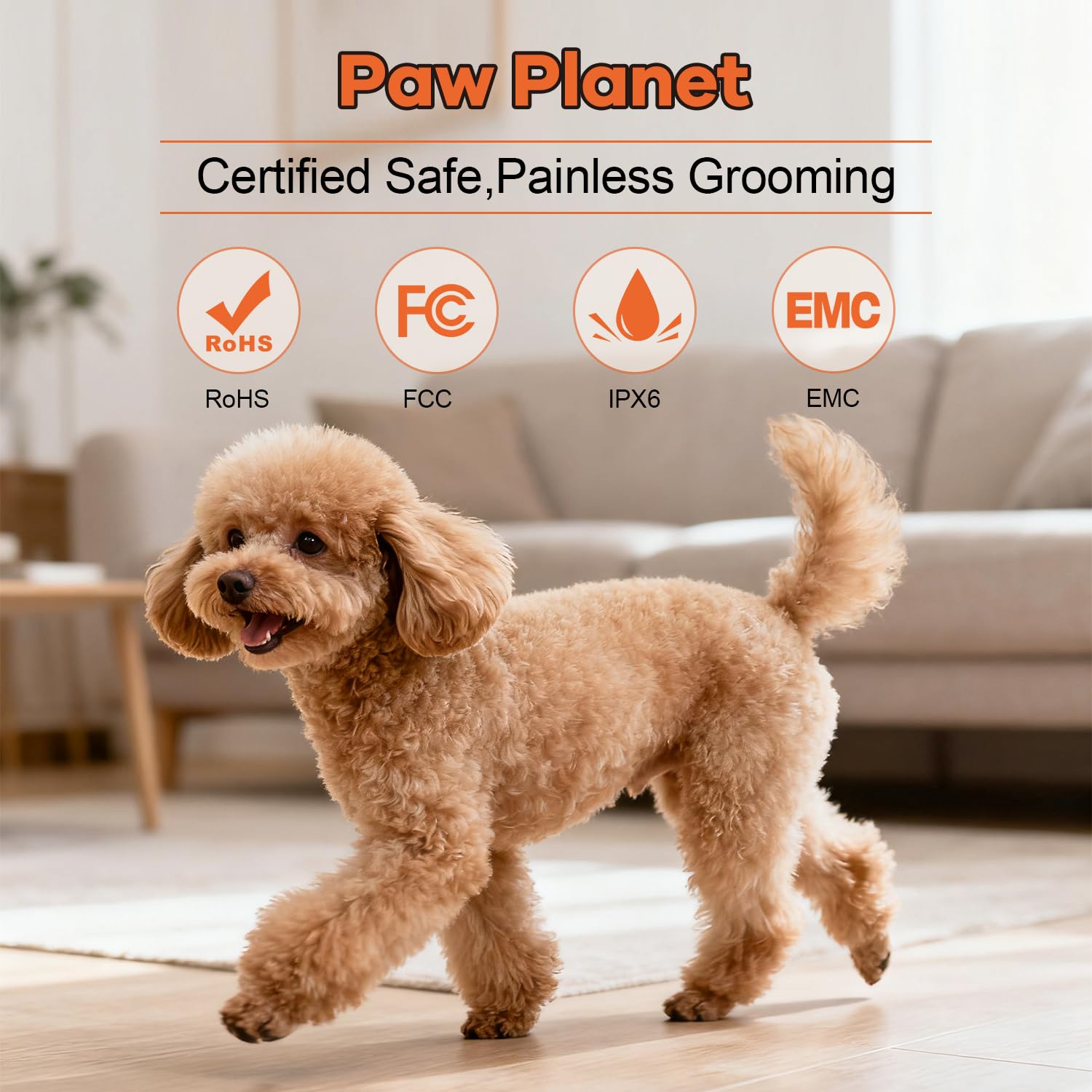 PAW PLANET tondeuse à côté d’une main pour échelle, prise en main ergonomique