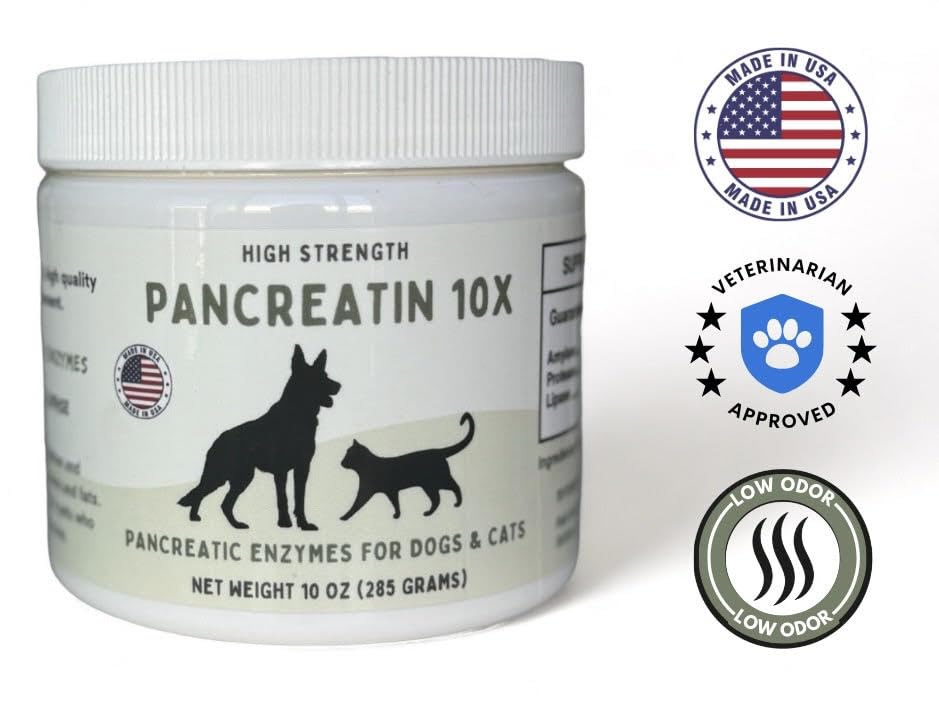 Paw Vitality flacon Pancreatin 10X ouvert prêt à l'emploi, administration facile