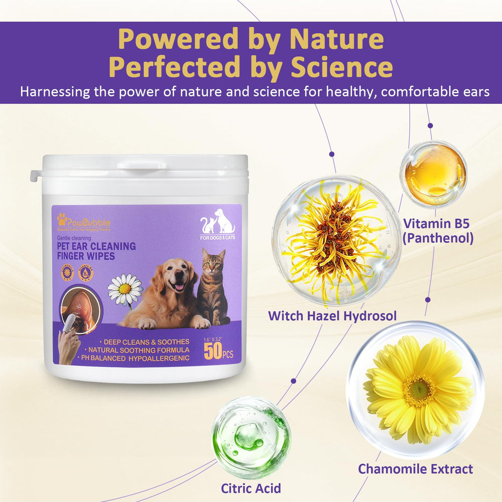 PawBubble ingrédients naturels affichés hamamélis camomille et pro-vitamine B5