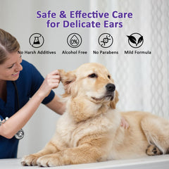 PawBubble lingette utilisée pour nettoyer l'oreille d'un chien et apaiser