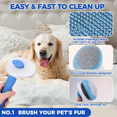 PAWCHIE brosse auto-nettoyante montrant retrait des poils efficacement