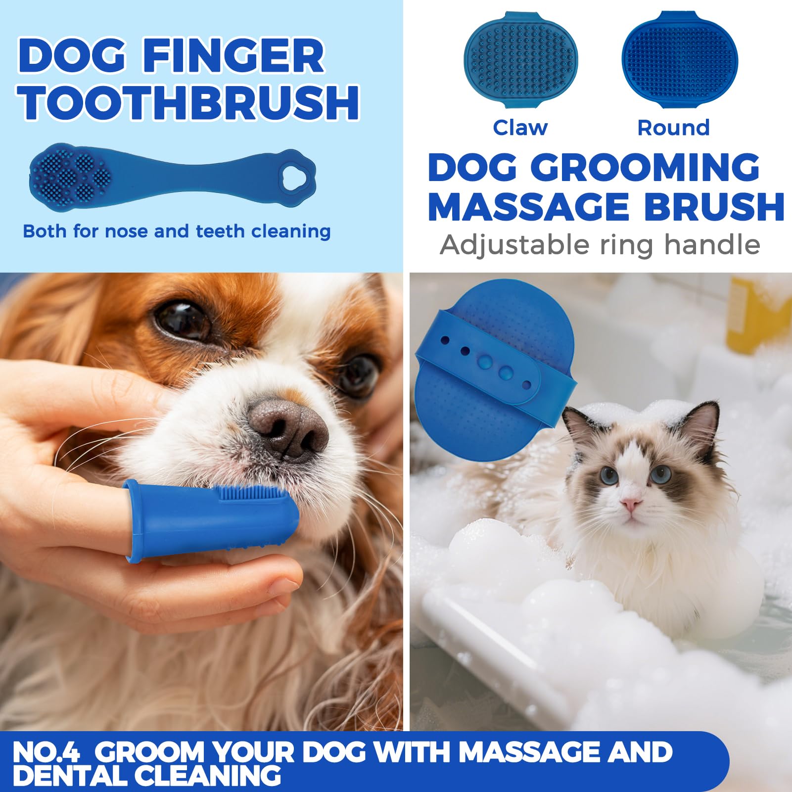 PAWCHIE brosse de massage avec poignée réglable pour confort d’utilisation