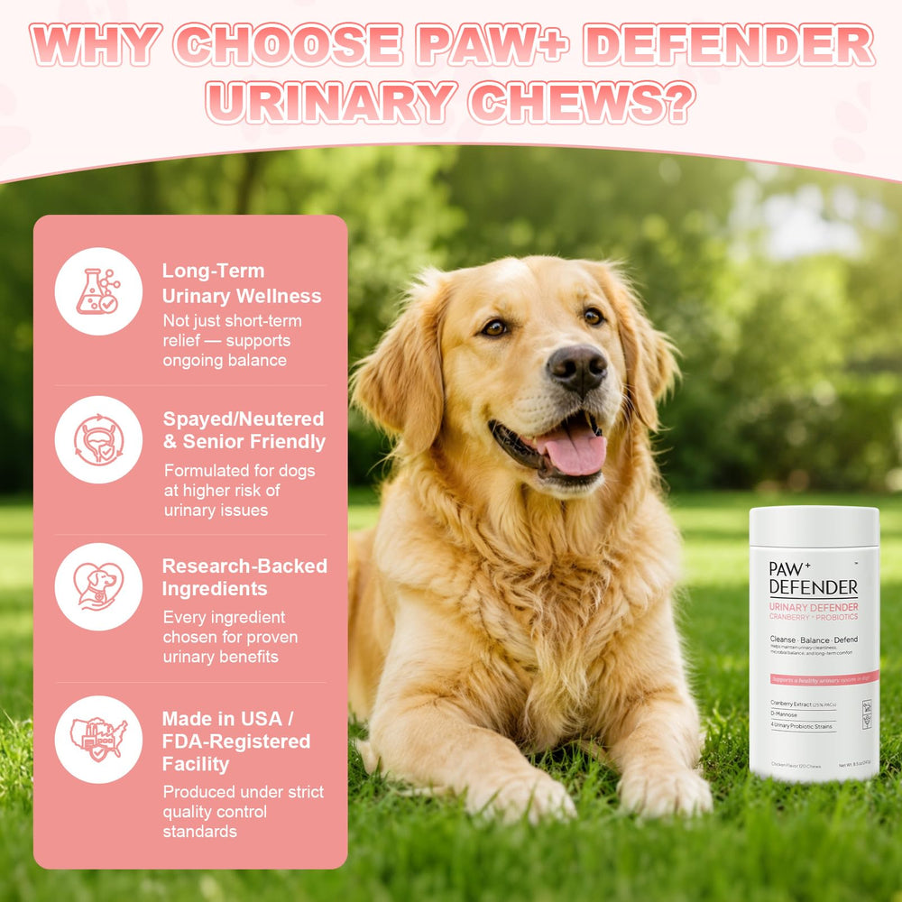 PAWDEFENDER packaging montrant certifications GMP et contrôle qualité