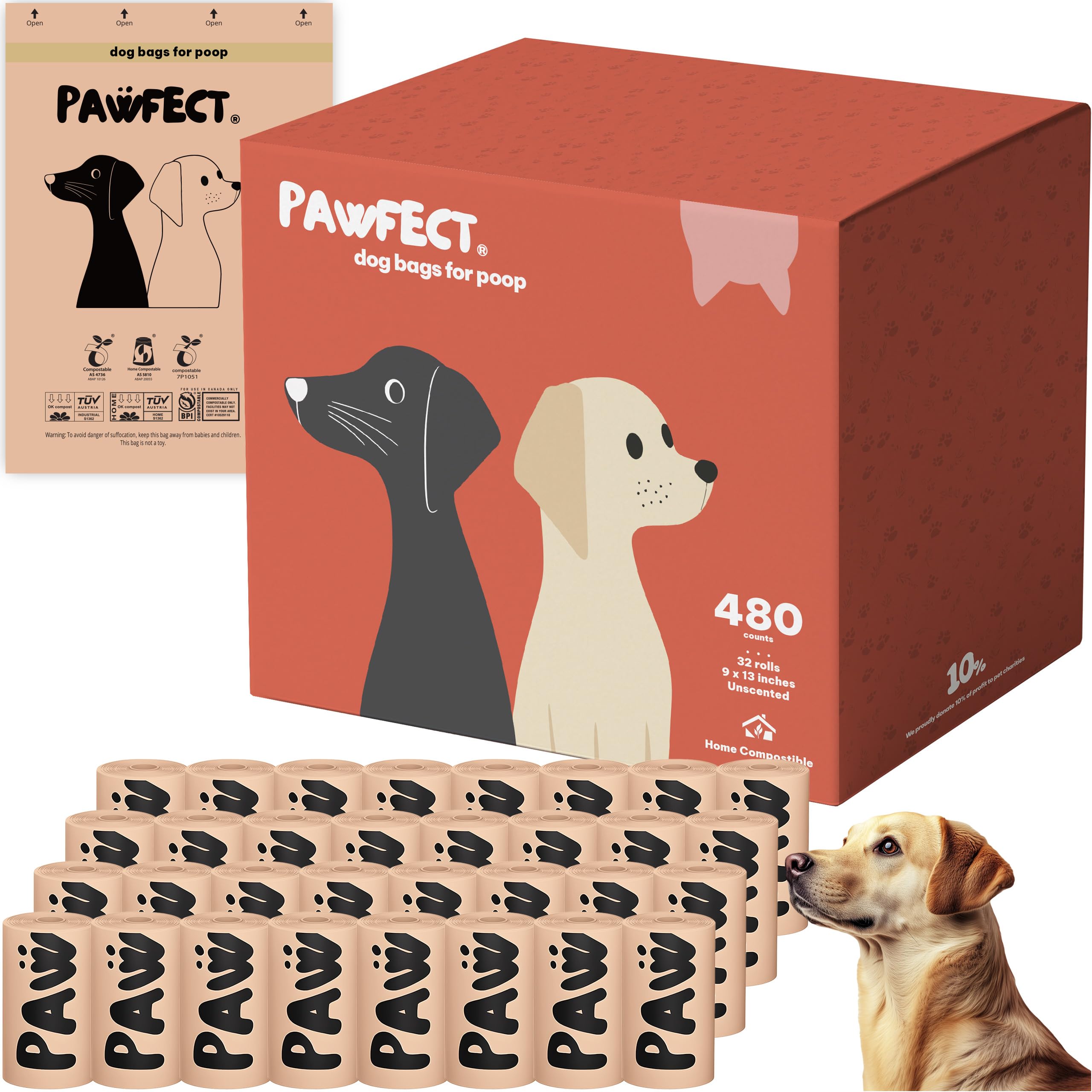 Pawfect devant boîte montrant quantité et emballage, clair et écologique