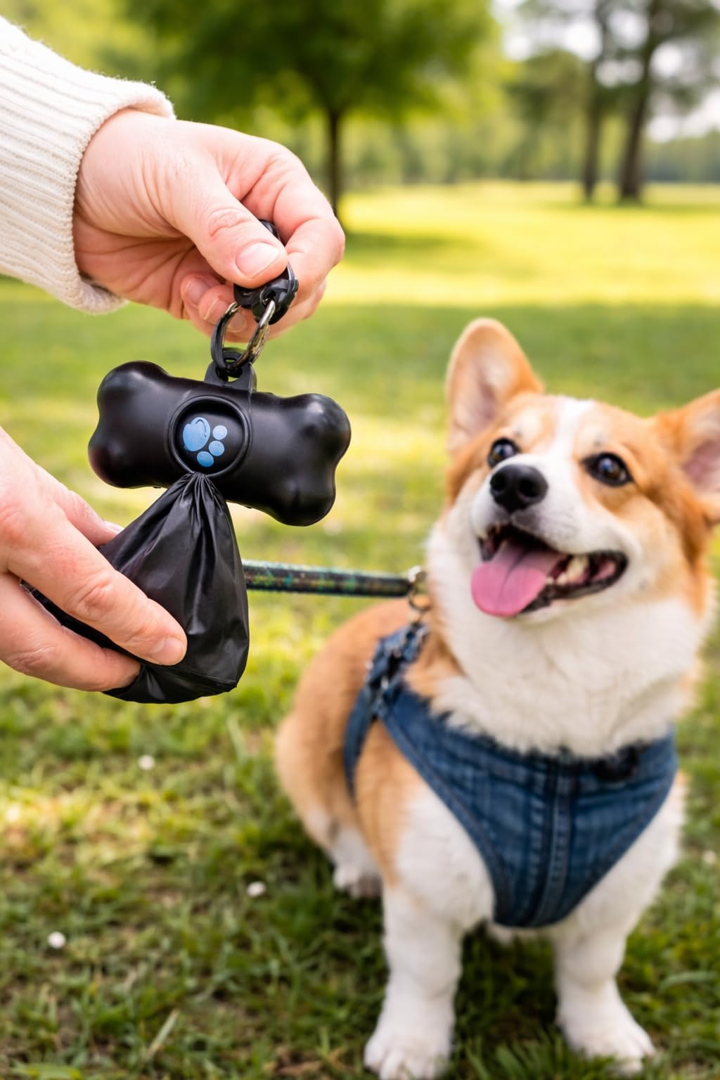 Pawfect Touch sac tenu en main illustrant l’ouverture facile et l’hygiène