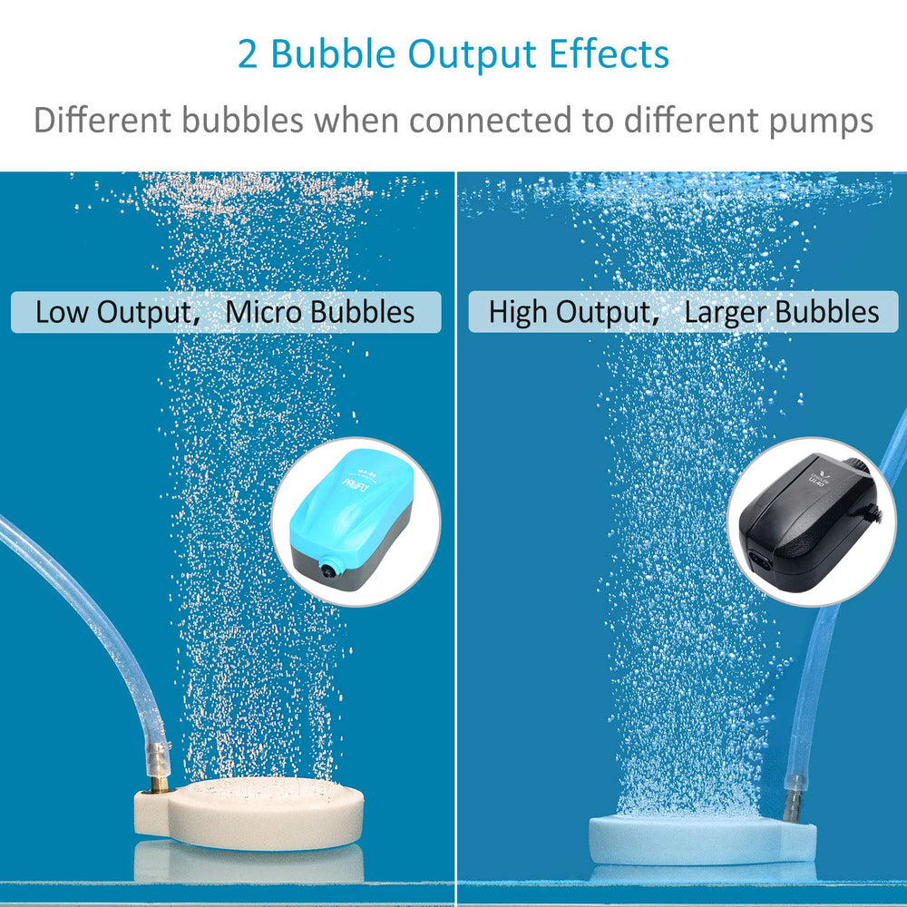 Pawfly disque en fonctionnement dans aquarium produisant bulles fines et oxygénation