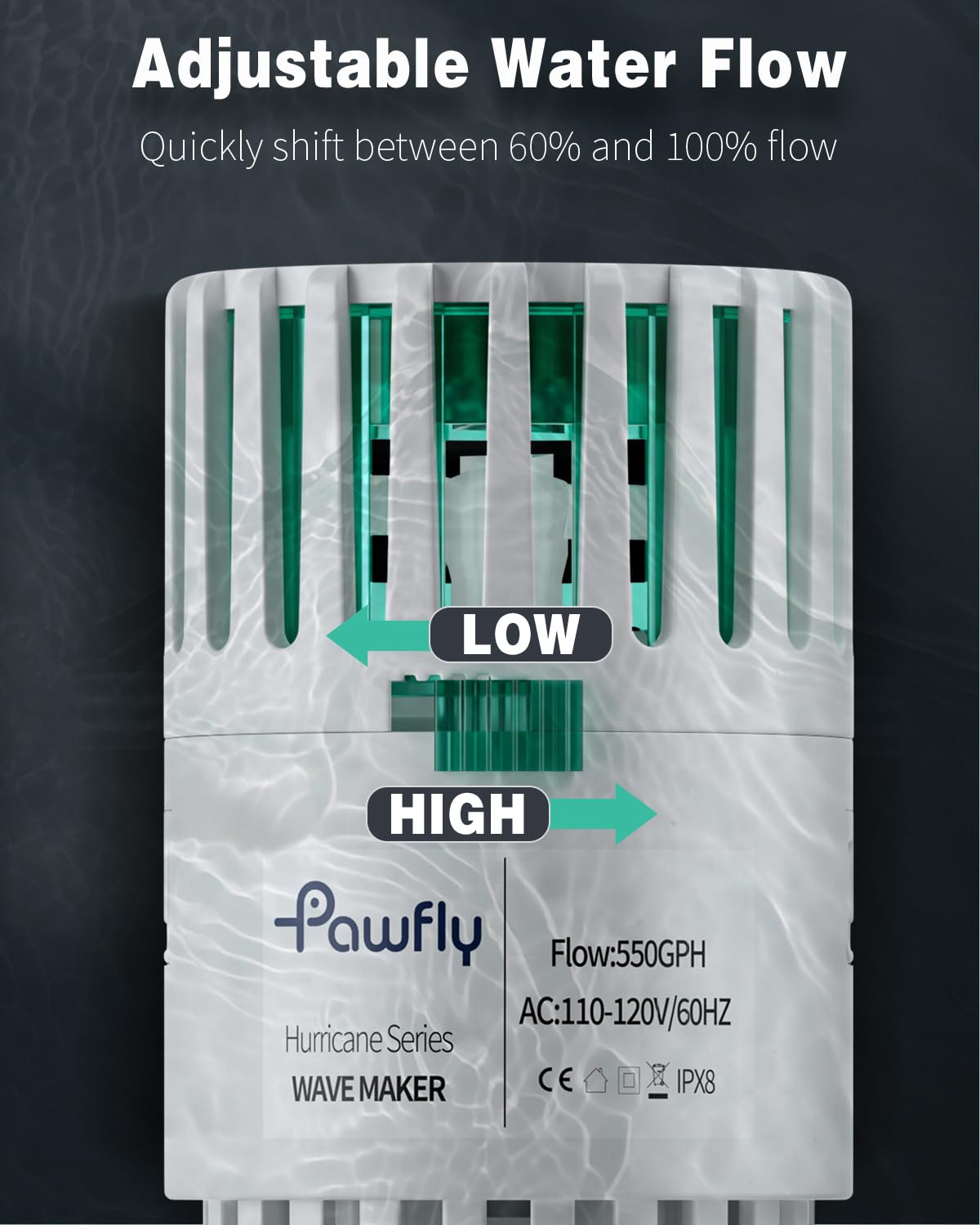Pawfly gros plan de l’hélice montrant flux puissant et fiabilité