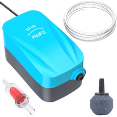 Pawfly pompe à air face avant compacte montrant dimensions et sortie