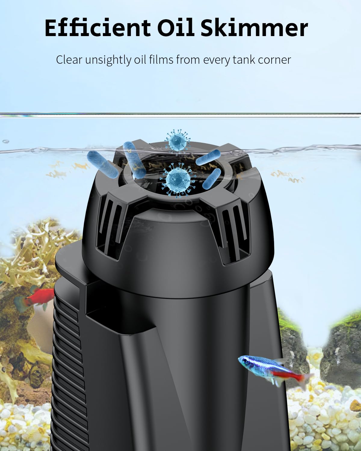 Pawfly détail de la prise flottante auto-ajustable, élimine film huileux efficacement