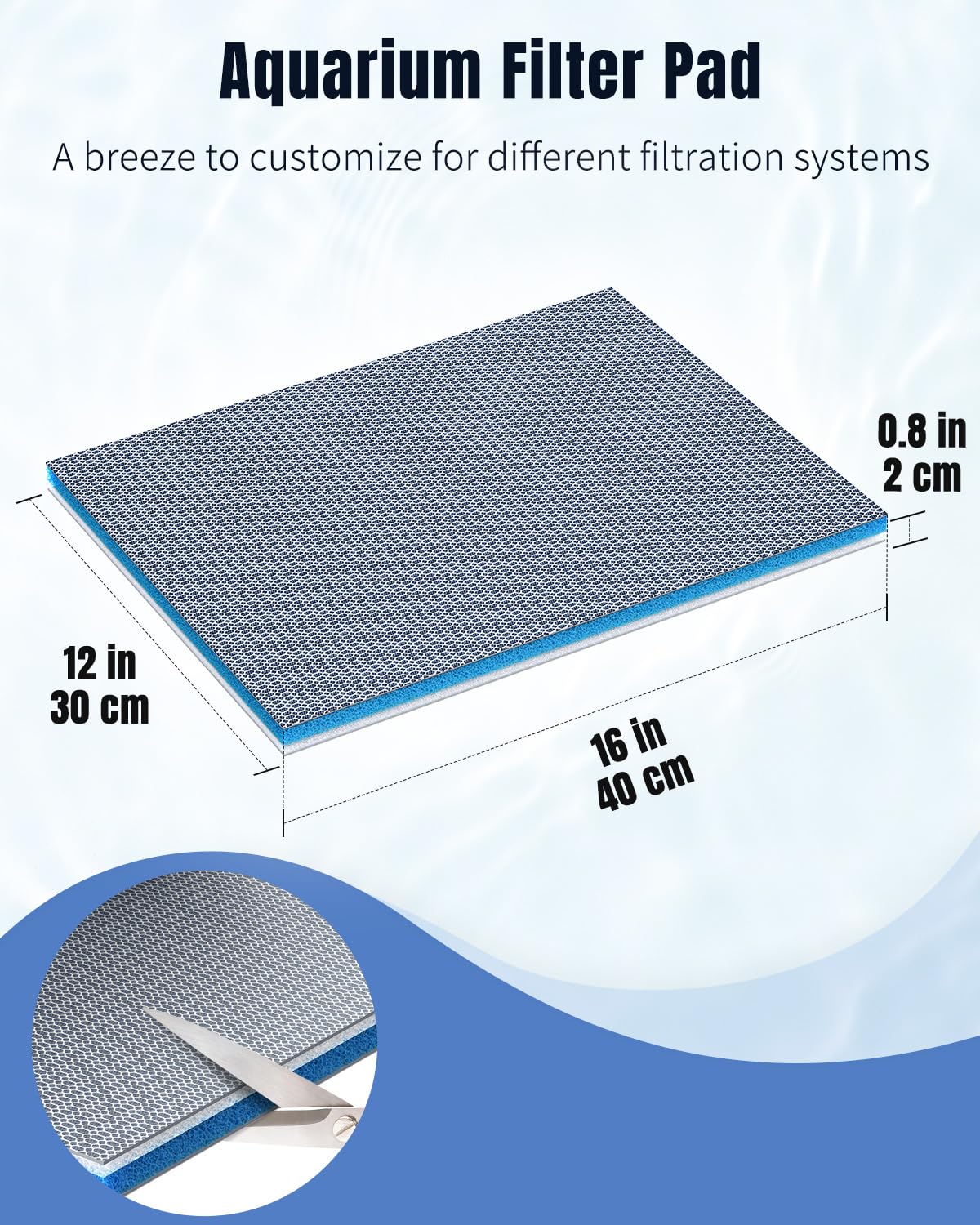 Pawfly tapis filtre gros plan mousse nano favorisant bactéries bénéfiques pour stabilité d'eau