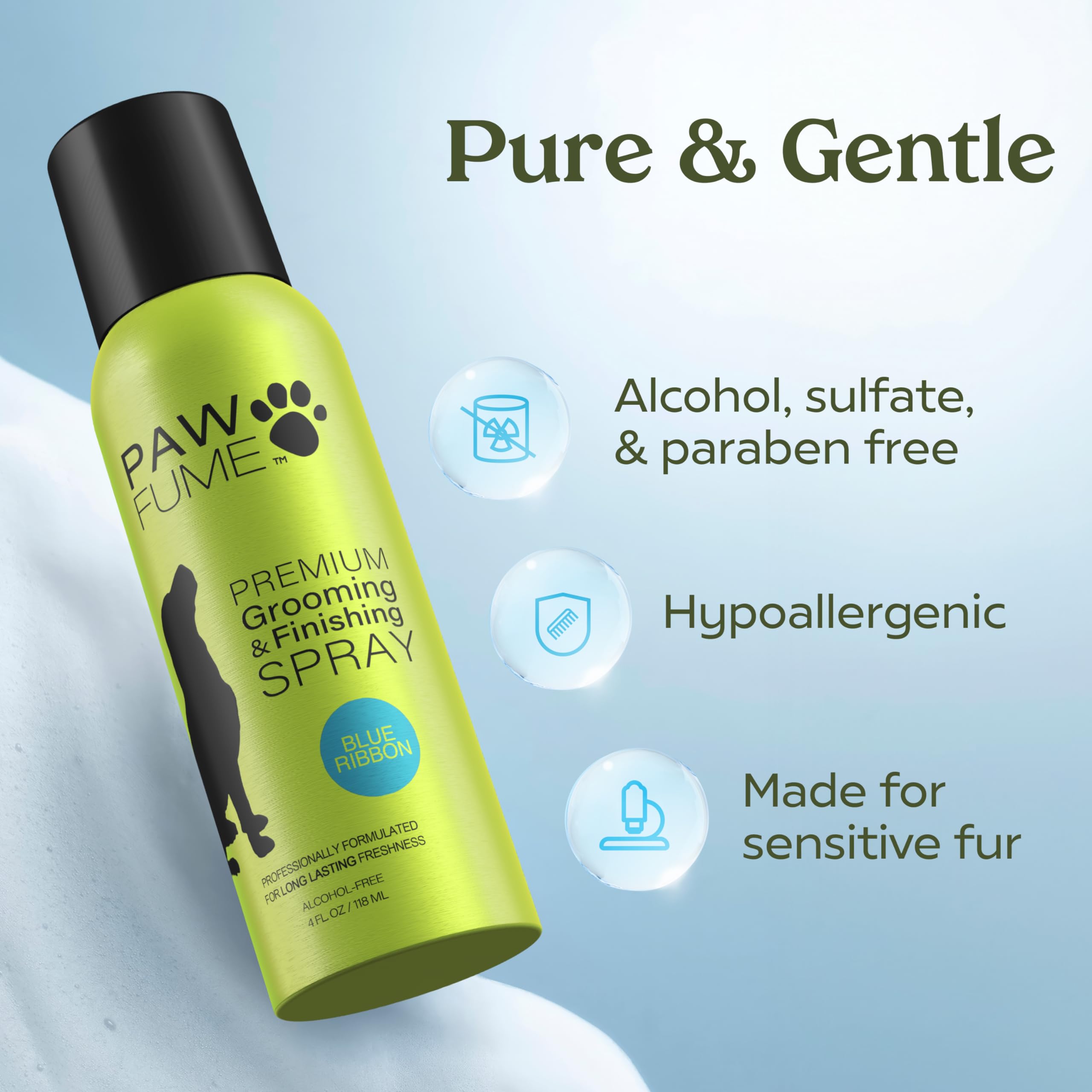 PAWFUME goutte de produit sur poil montrant hydratation et démêlage