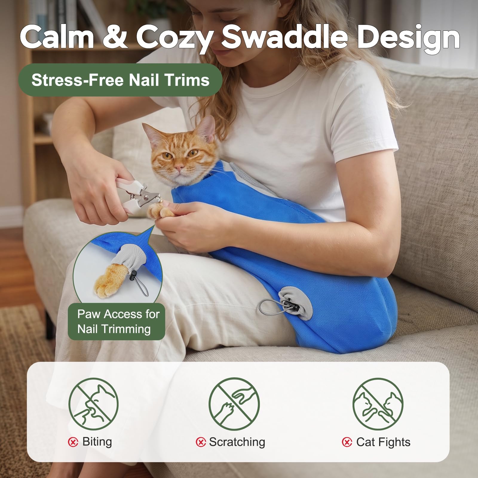 Pawfun chat enveloppé pendant coupe d'ongles avec maintien sûr et moins de stress