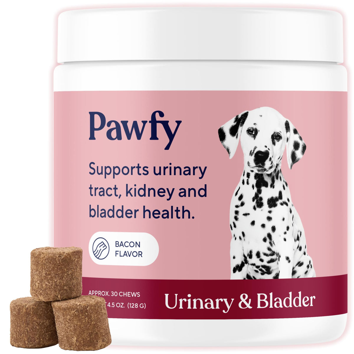 Pawfy emballage avant montrant le produit et bénéfice confort urinaire