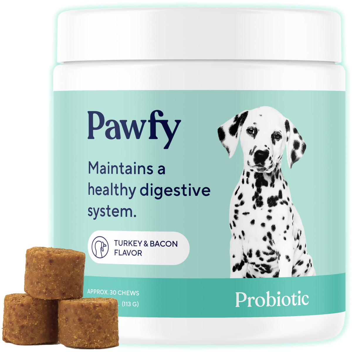 Pawfy emballage avant montrant le pot et l'avantage digestif