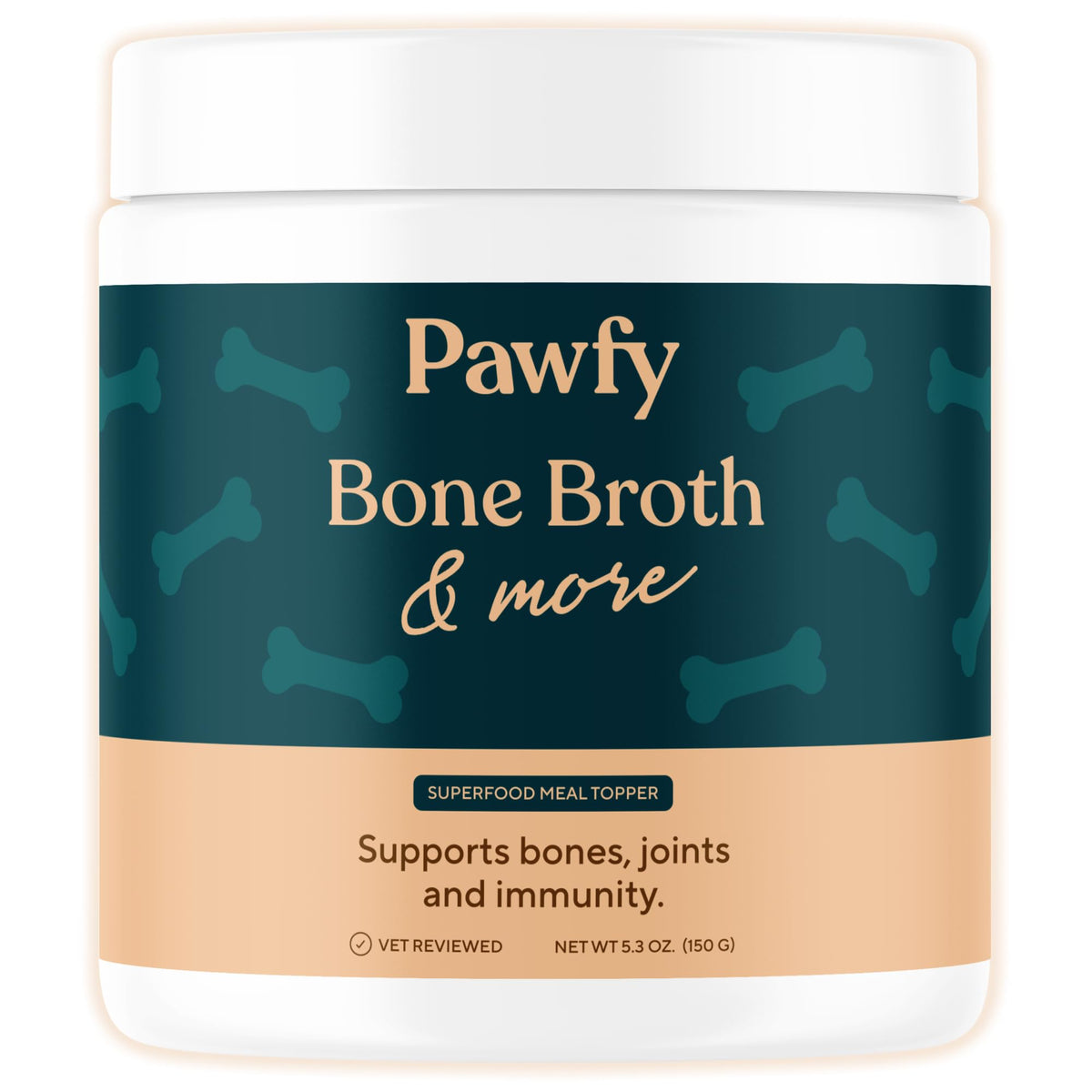 Pawfy emballage avant montrant le pot pratique et le format 150 g bénéfique