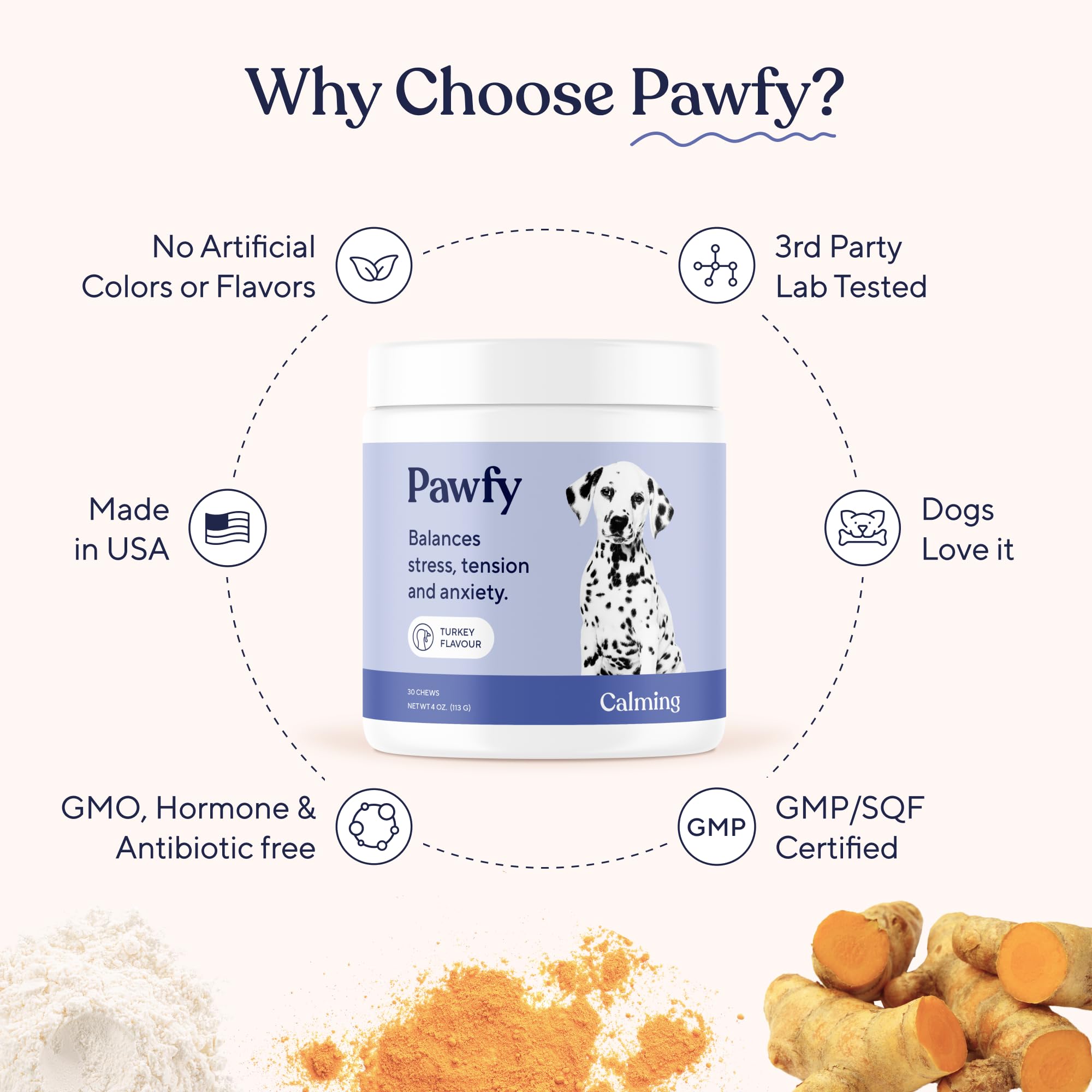 Pawfy ambiance maison avec chien détendu après administration des chews