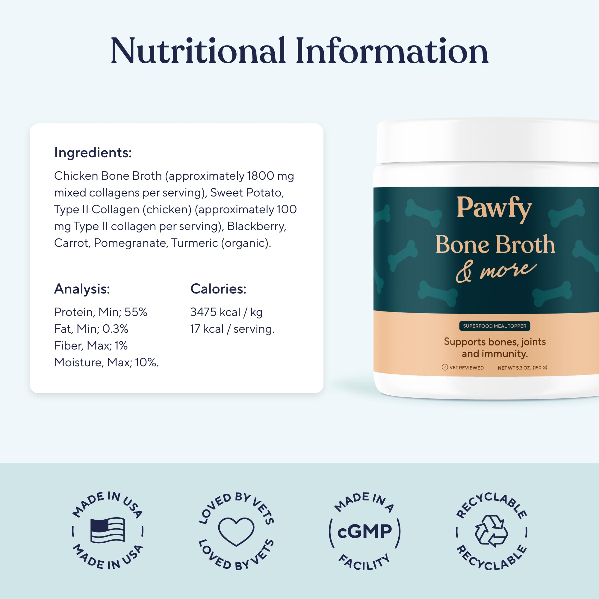 Comparaison de portion Pawfy à côté d'une cuillère pour un dosage précis