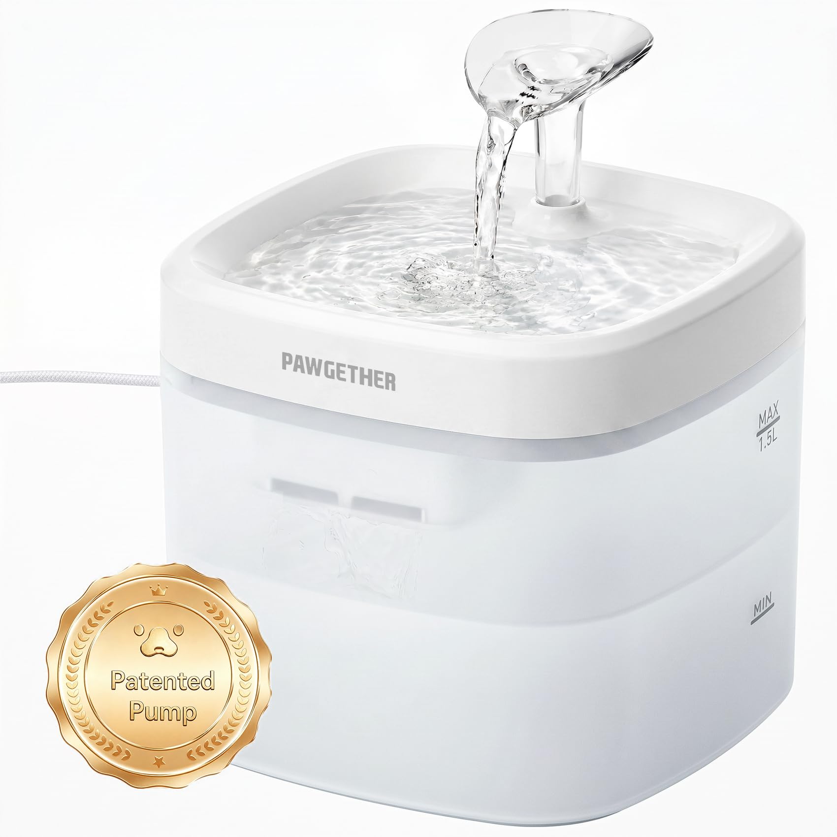 PAWGETHER fontaine vue de face montrant design compact et accès facile