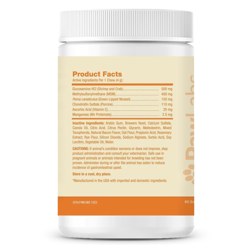 Pawlabs gros plan masticable goût bacon facilite acceptation