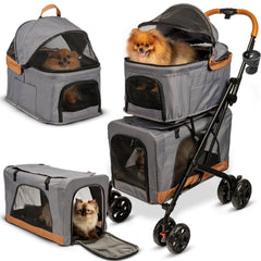 PAWLALA poussette double face montrant design graphite et compartiments, confort assuré