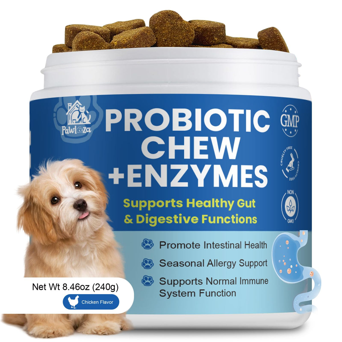 Pawlooza emballage avant montrant le produit pour apaiser démangeaisons
