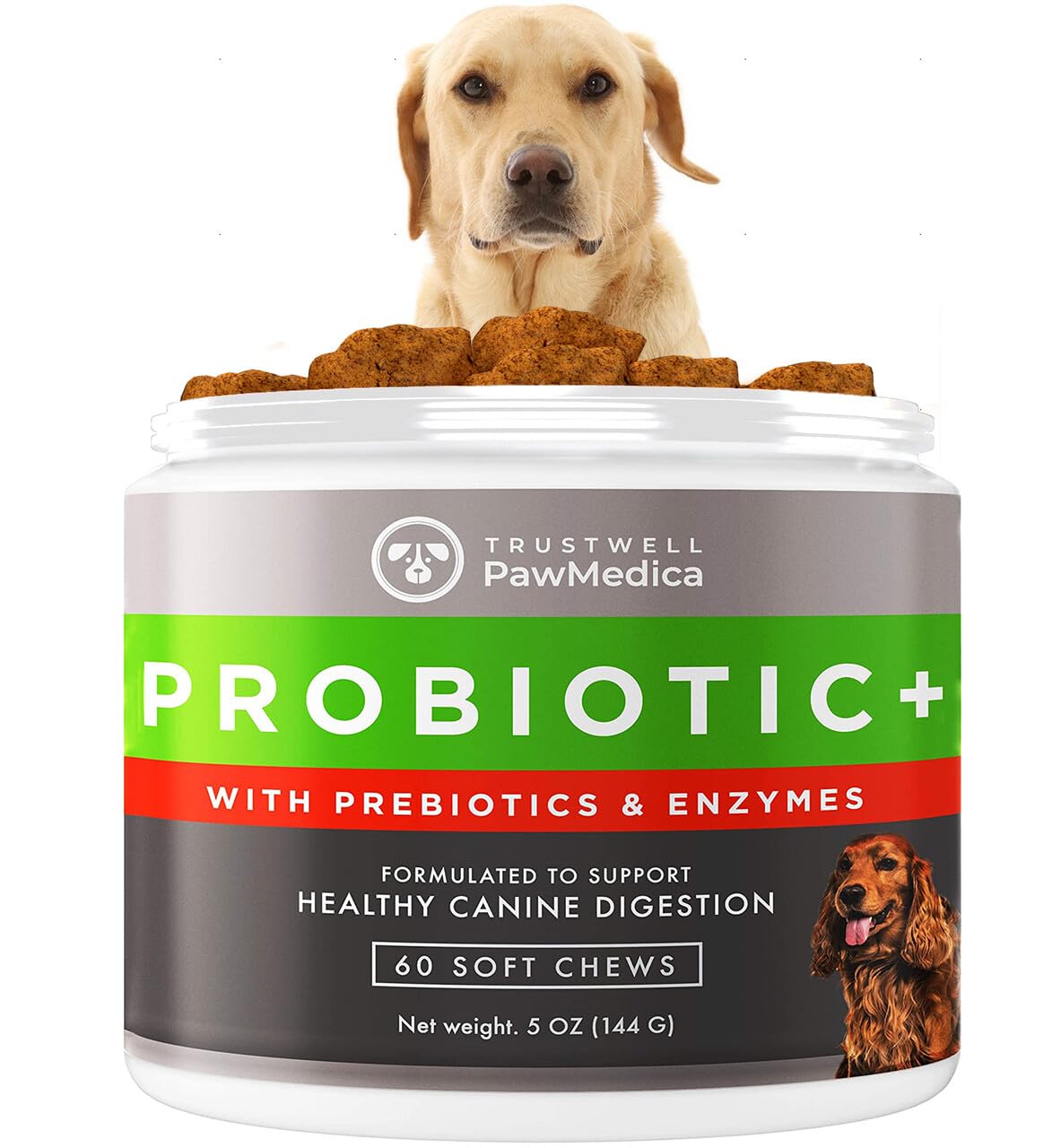 TRUSTWELL PAWMEDICA paquet avant montrant le format de 60 chews pour une digestion saine