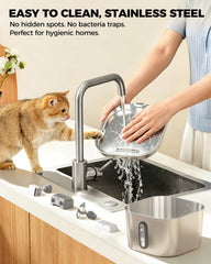 PawPoll gros plan acier inox 304 résistant pour hygiène et longévité